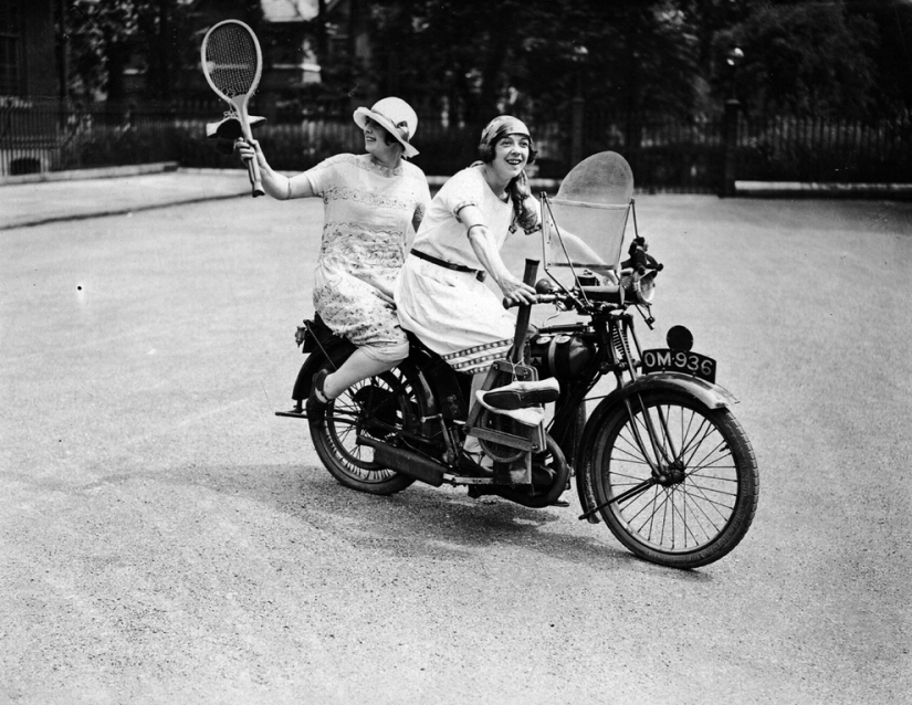 Vintage photo cool girls on motorcycles
