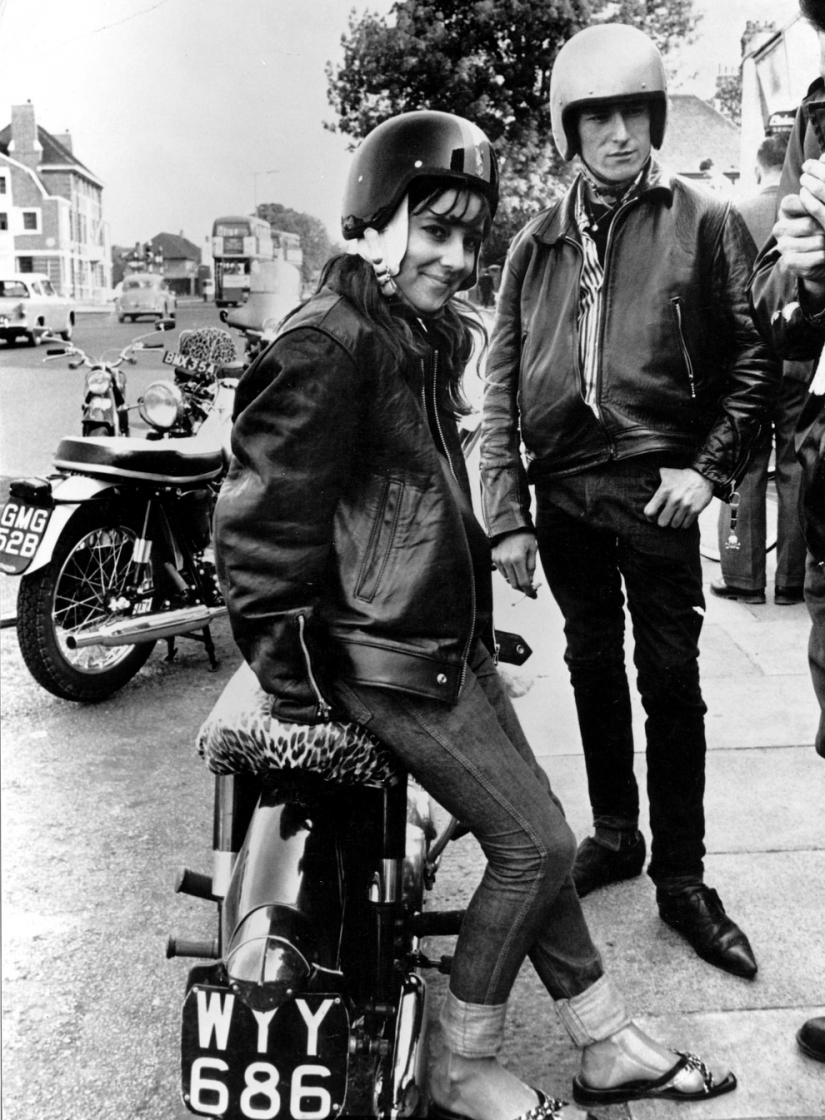 Vintage photo cool girls on motorcycles