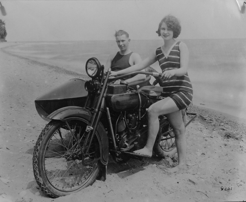 Vintage photo cool girls on motorcycles