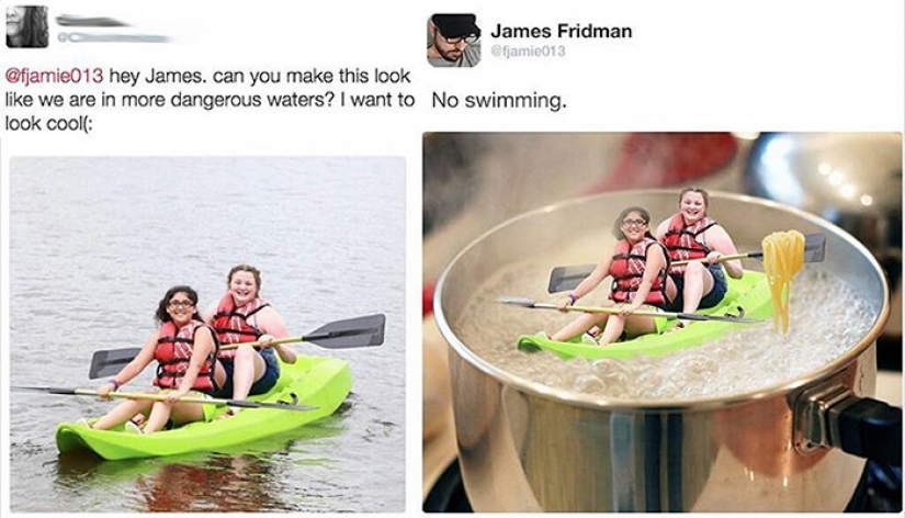 When you ask for a photoshop of the picture and the Retoucher is a master of trolling