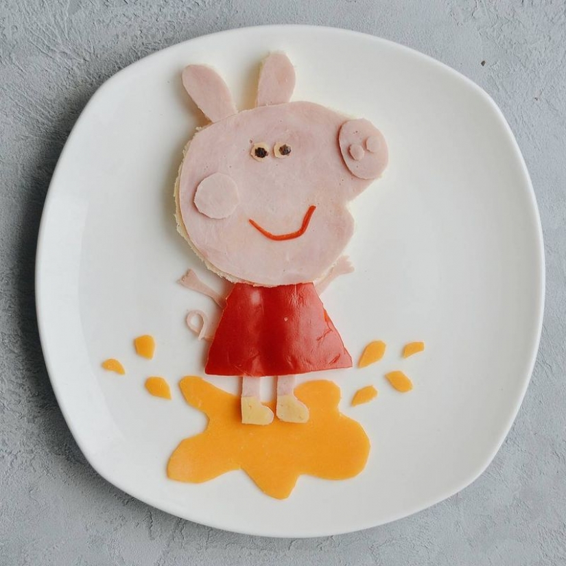 10 ways to turn children's Breakfast in the cartoon on the plate