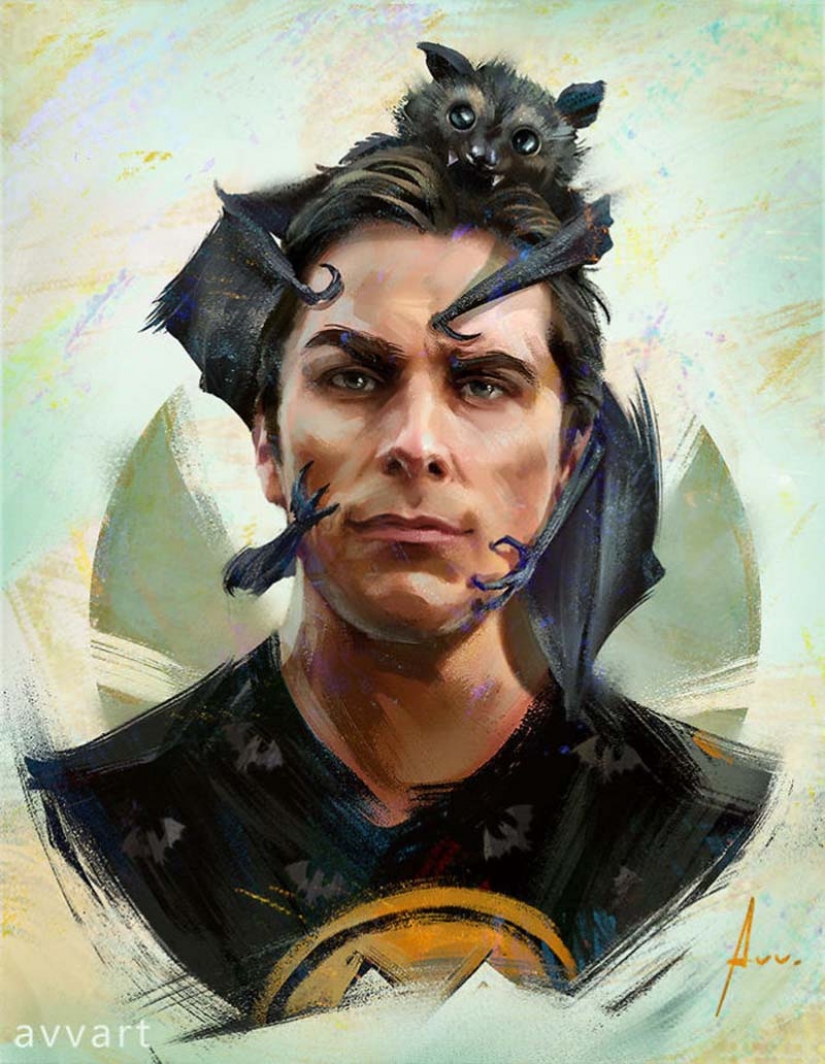 8 personajes famosos y su "tótem" criaturas de la artista Alexei Vinogradov