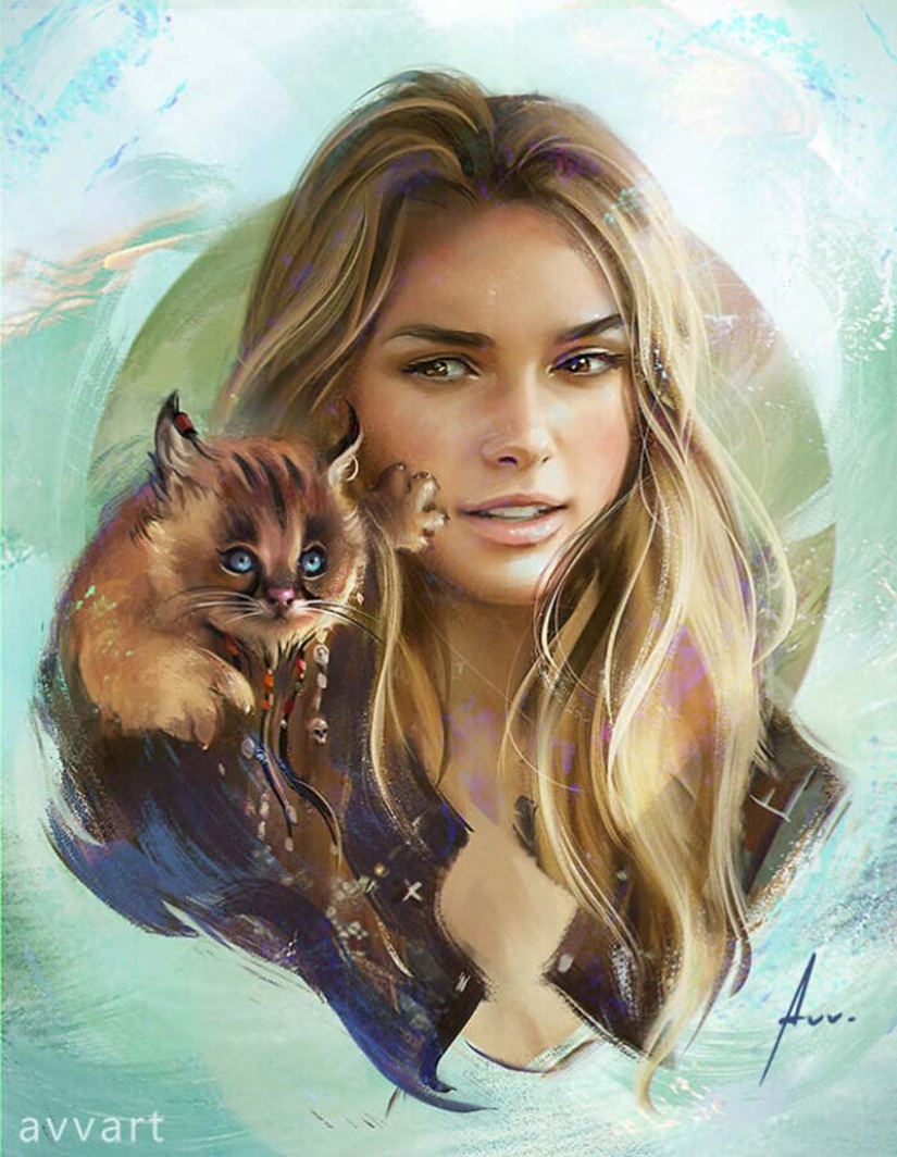 8 personajes famosos y su "tótem" criaturas de la artista Alexei Vinogradov