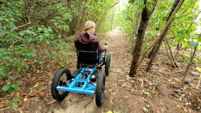 A man is developing an off-road "wheelchair" so his wife can travel to places she never knew existed