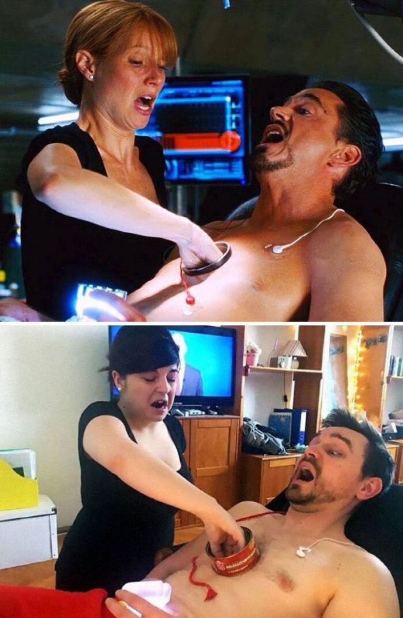 Aburrido en cuarentena a un par recrea escenas de películas famosas