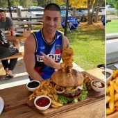 An Australian man broke a record by eating a 5-kilogram burger in half an hour and eating it with dessert