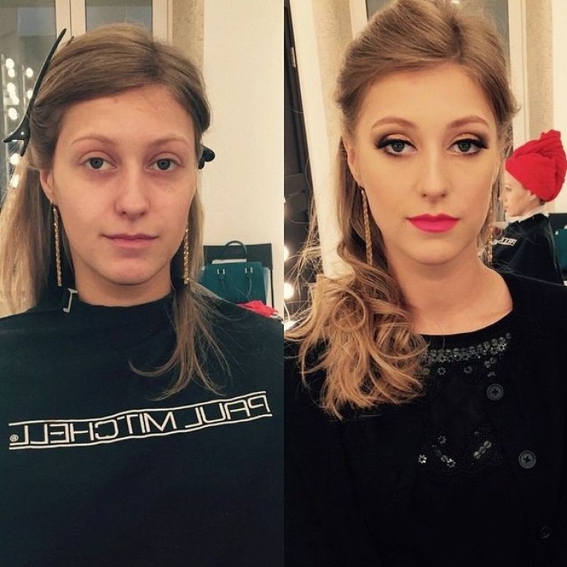 Another face: with the help of makeup, the makeup artist skillfully turns ordinary girls into real beauties