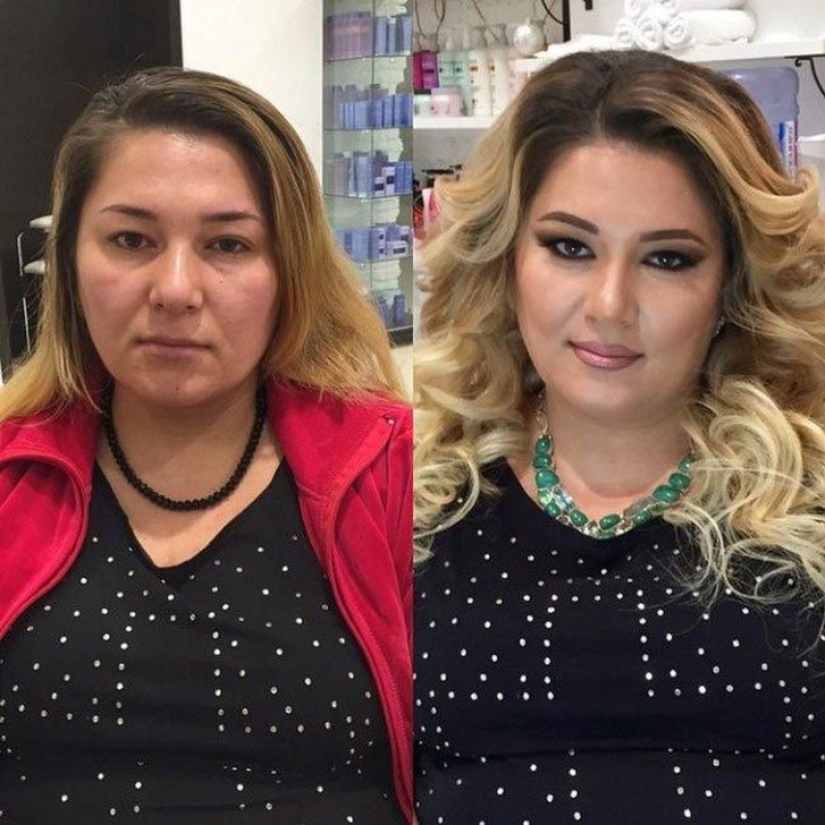 Another face: with the help of makeup, the makeup artist skillfully turns ordinary girls into real beauties