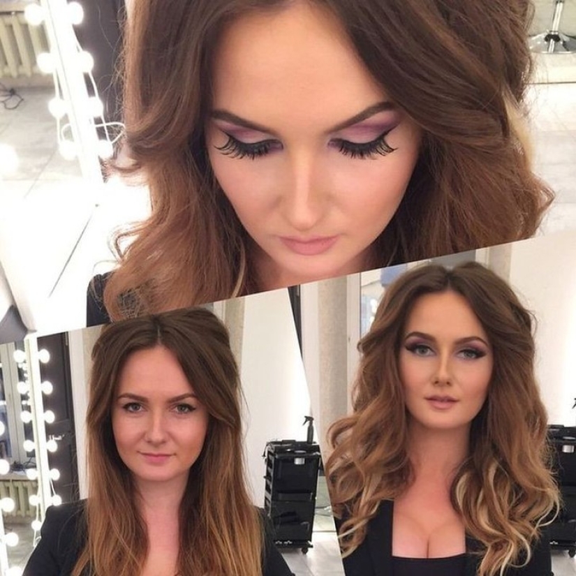 Another face: with the help of makeup, the makeup artist skillfully turns ordinary girls into real beauties