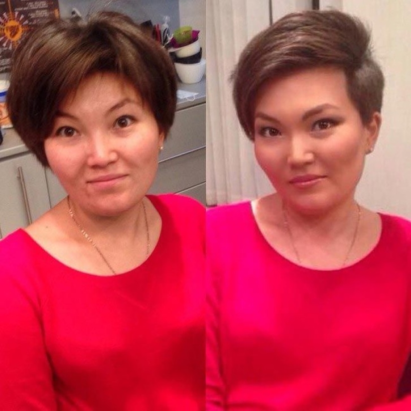 Another face: with the help of makeup, the makeup artist skillfully turns ordinary girls into real beauties