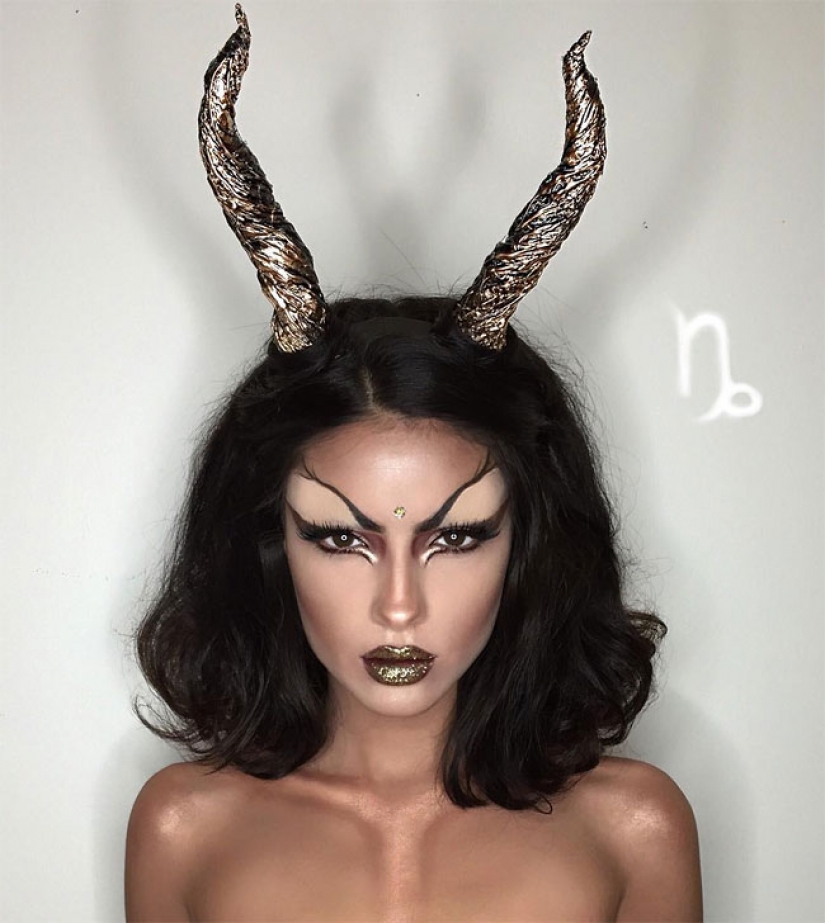 Artista iraní con un maquillaje hecho los signos del zodiaco, sexy Artista iraní con un maquillaje hecho los signos del zodiaco, sexy