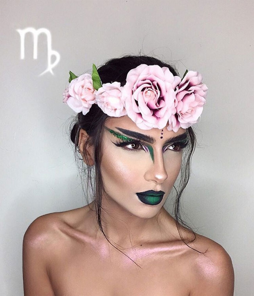 Artista iraní con un maquillaje hecho los signos del zodiaco, sexy Artista iraní con un maquillaje hecho los signos del zodiaco, sexy