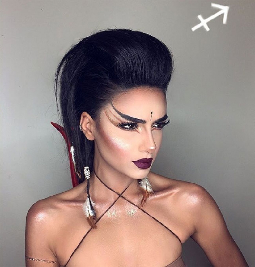 Artista iraní con un maquillaje hecho los signos del zodiaco, sexy Artista iraní con un maquillaje hecho los signos del zodiaco, sexy