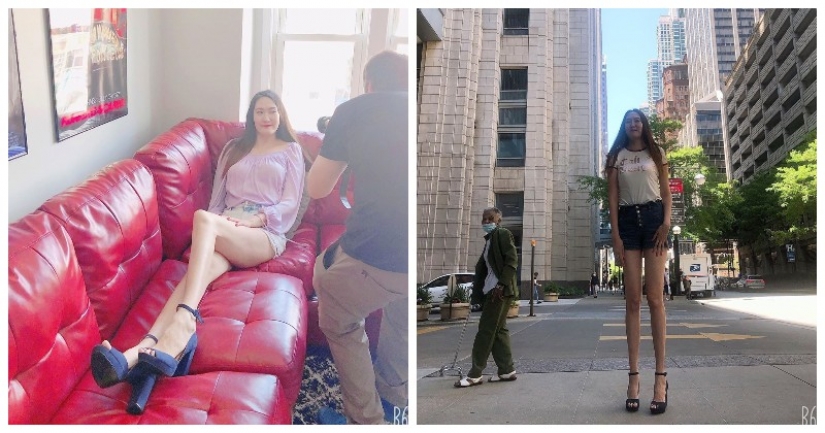 As Renee looks bad, the owner of the longest legs in the world