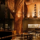 As the restaurant in Bangkok decorated with a giant fountains of beer