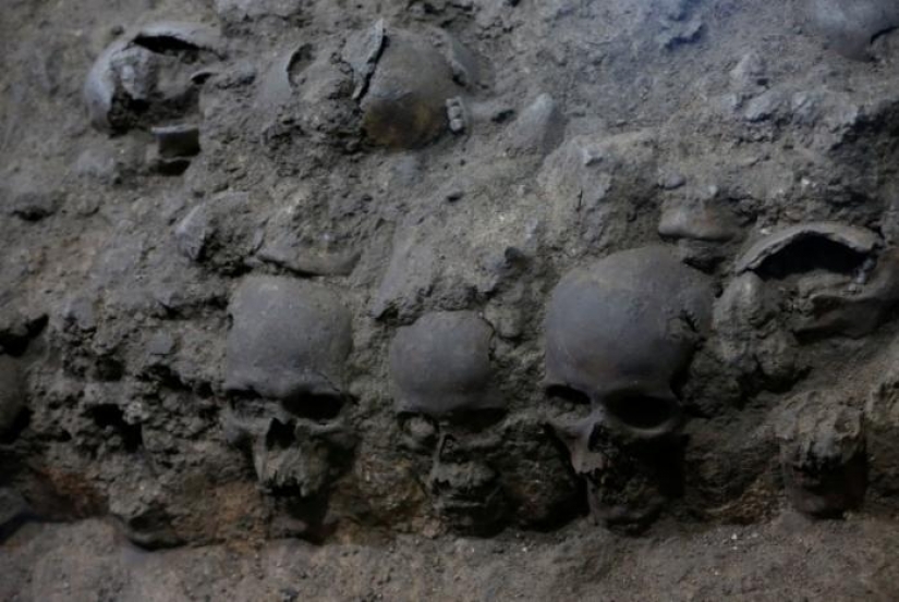 Aztec tower made of human skulls discovered in Mexico City