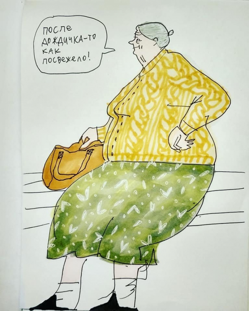 "Basmanny Babushki": bocetos y buenas fotos de Anya Desnitskaya "Basmanny Babushki": bocetos y buenas fotos de Anya Desnitskaya