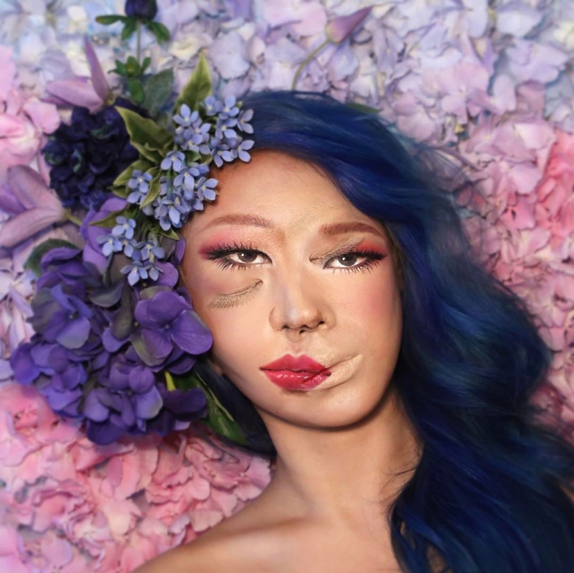 Beautiful chimeras: make-up artist from Korea blows up the brain with optical illusions of makeup
