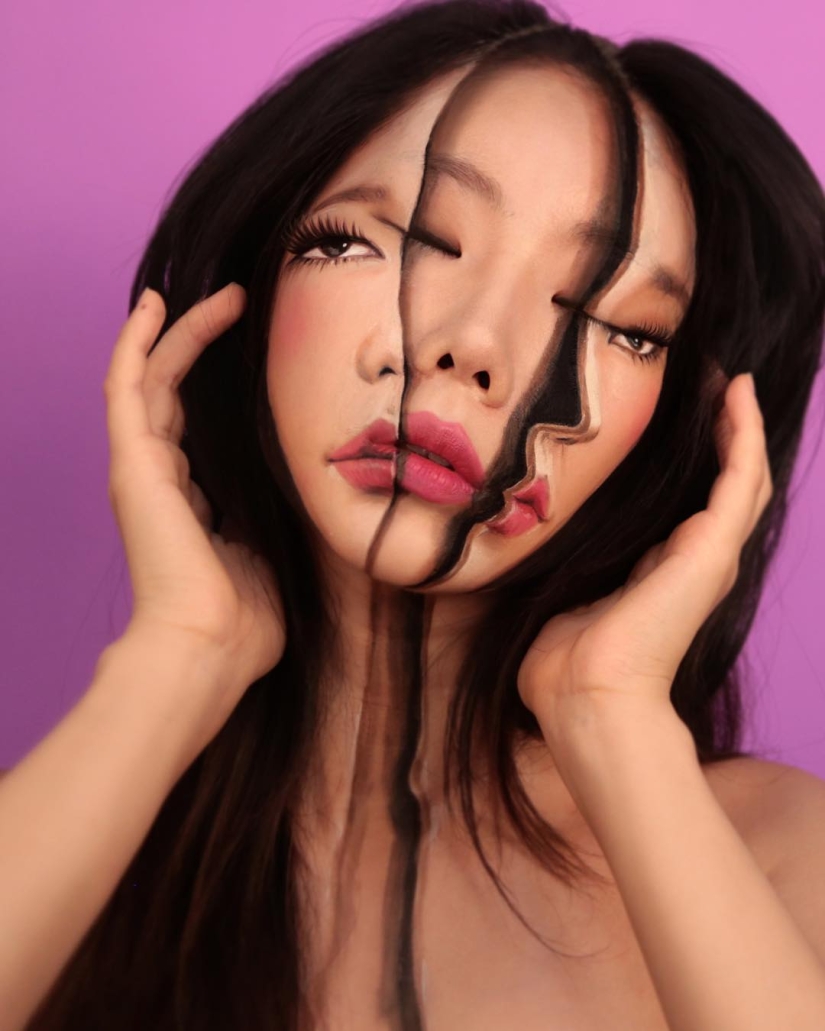 Beautiful chimeras: make-up artist from Korea blows up the brain with optical illusions of makeup