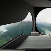 Bird boxes with views of the fjords and mountain ranges of Norway