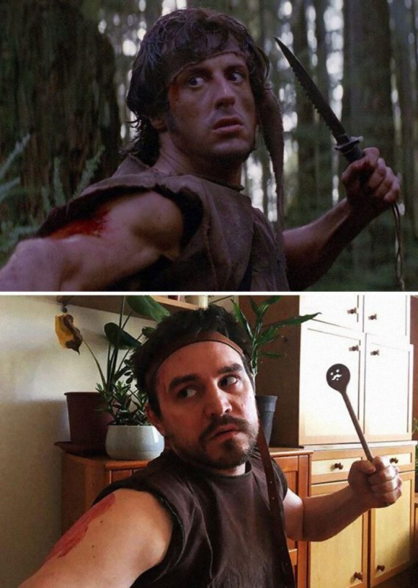 Bored quarantined a couple recreated scenes from famous movies