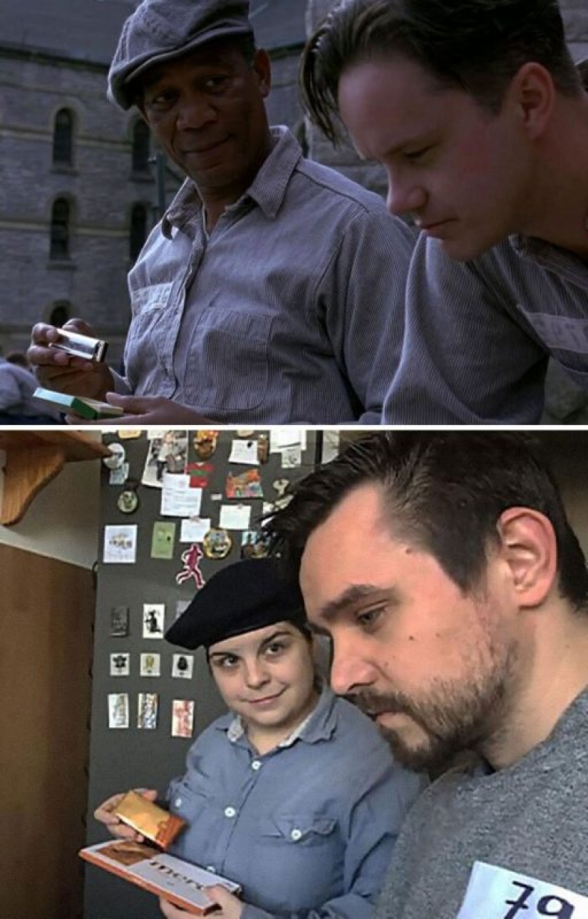 Bored quarantined a couple recreated scenes from famous movies