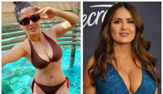 Caliente de nuevo las fotos de Salma Hayek en un bikini explotó en las redes sociales