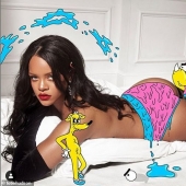 Cartoons for adults: guy makes hot collage sexy stars in bikinis