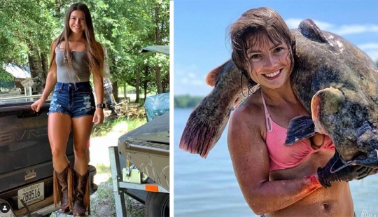 Chica ama la captura de peces grandes, pero su método de pesca es chocante, incluso los hombres Chica ama la captura de peces grandes, pero su método de pesca es chocante, incluso los hombres