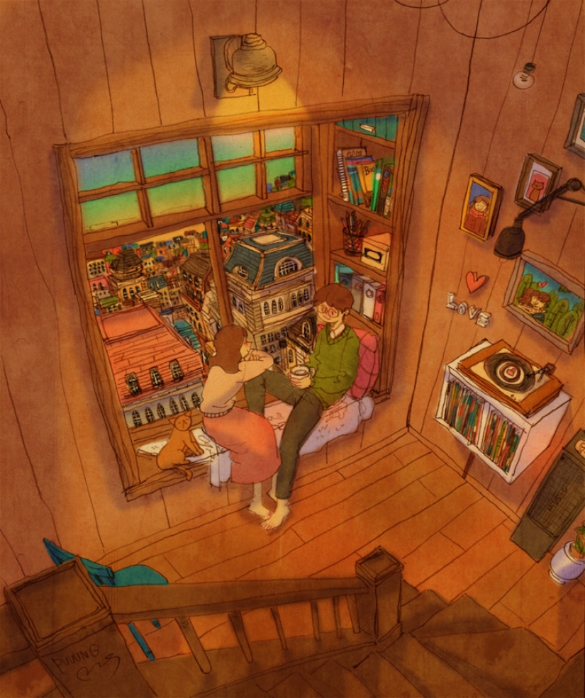 Cálidas ilustraciones en acuarela sobre el amor de un artista surcoreano