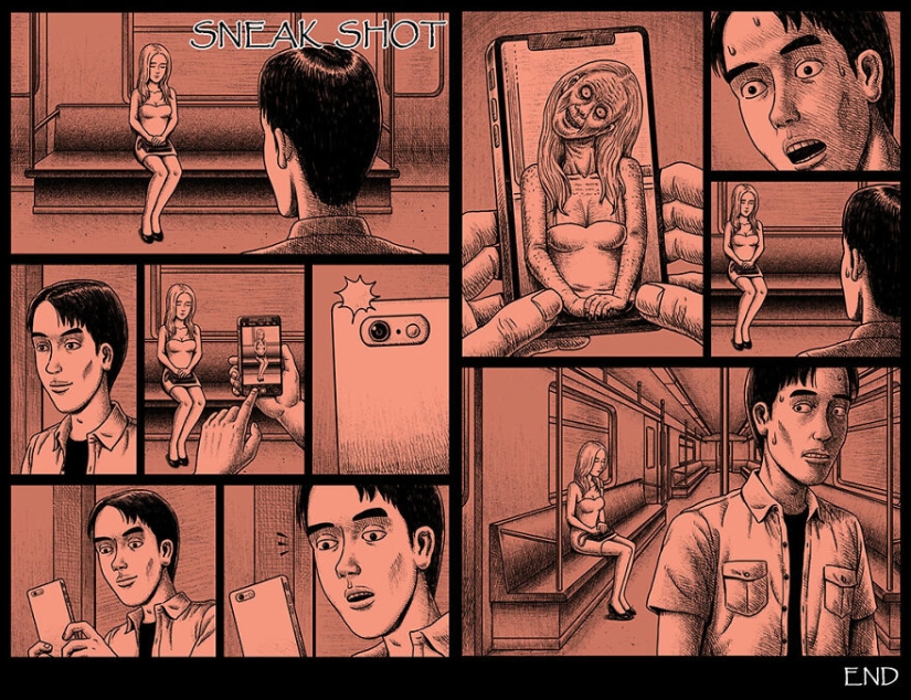 Cómics de miedo con finales espeluznantes de un artista taiwanés