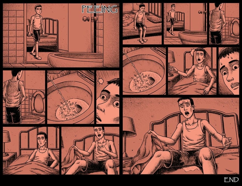 Cómics de miedo con finales espeluznantes de un artista taiwanés