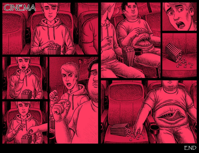 Cómics de miedo con finales espeluznantes de un artista taiwanés