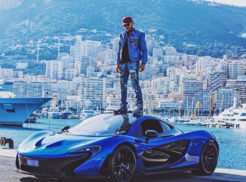 Cool guy on cool cars: a chic collection of cars of the racer Lewis Hamilton