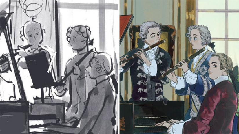 Croquis versus Final: los artistas muestran su trabajo en la etapa de boceto y terminado