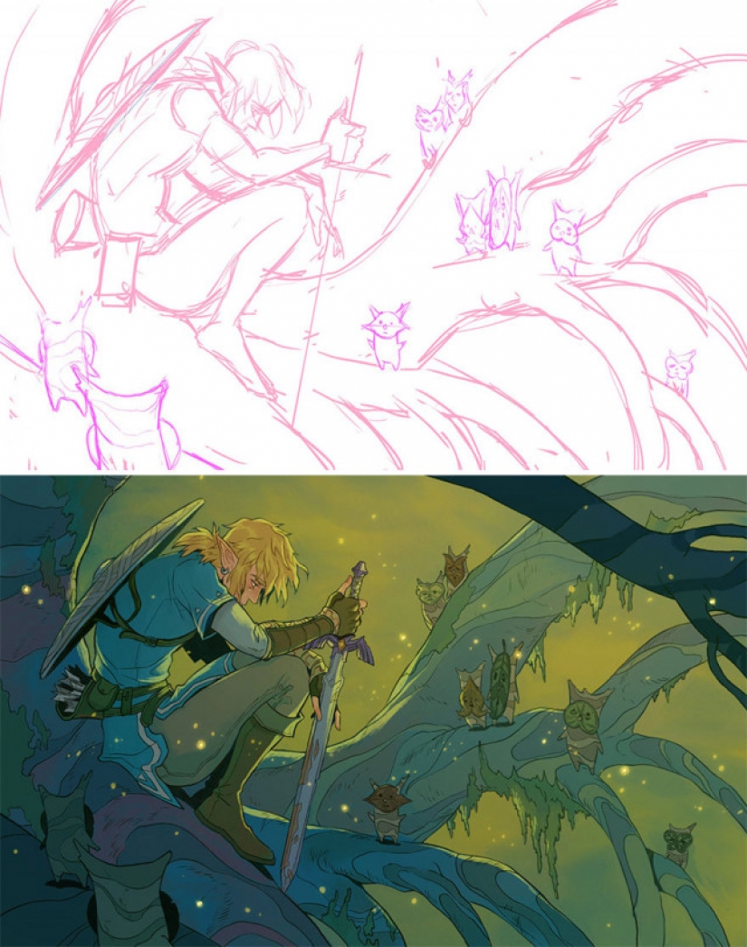 Croquis versus Final: los artistas muestran su trabajo en la etapa de boceto y terminado