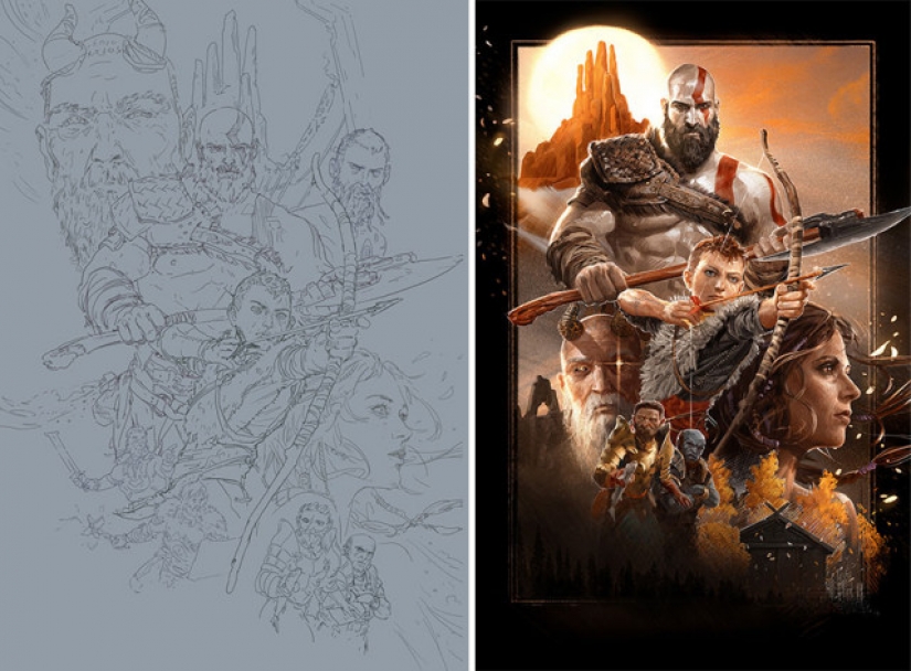 Croquis versus Final: los artistas muestran su trabajo en la etapa de boceto y terminado