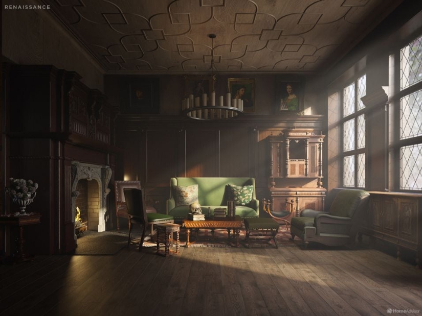 Desde el Renacimiento a la posmodernidad: 500 años de diseño de interiores, sala de estar