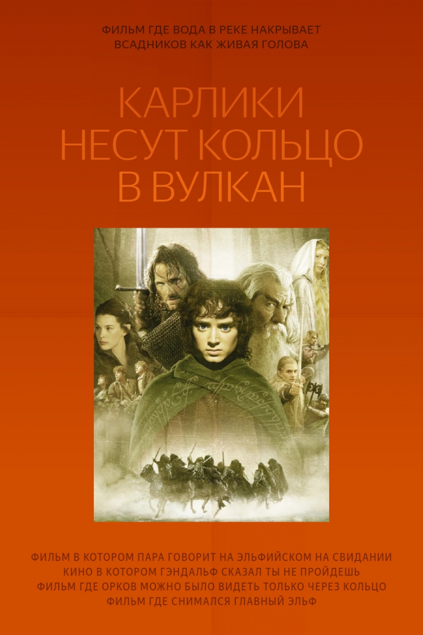 "Dwarfs carry the vulcan ring" and other queries for which you can guess the film