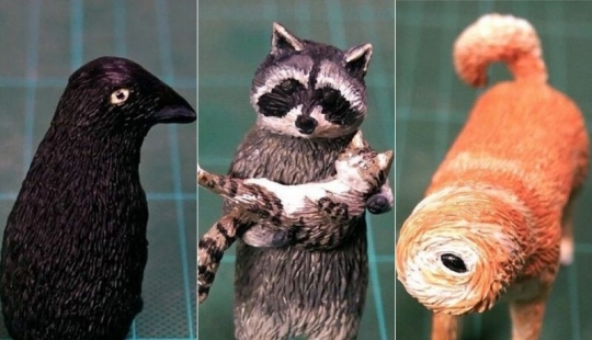 El artista crea las figuras de los animales en el divertido meme de Internet