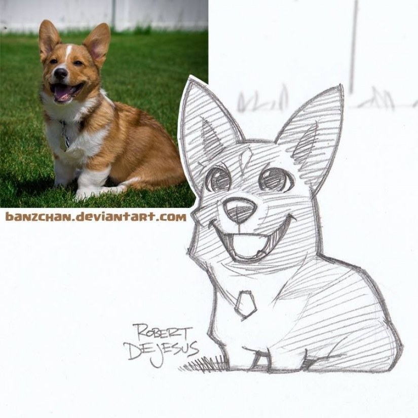 El artista dibuja versiones de dibujos animados de personas