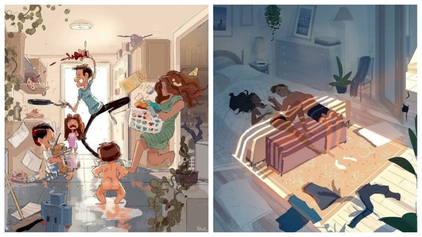 El artista documentos de la idílica momentos de la vida con su esposa e hijos