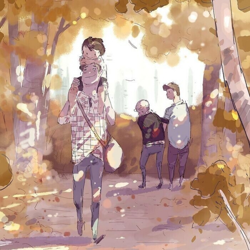 El artista documentos de la idílica momentos de la vida con su esposa e hijos