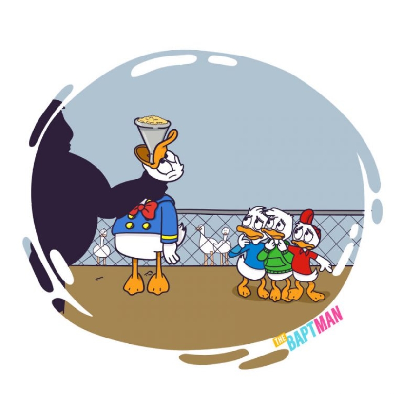 El artista trató de imaginar cómo estos famosos personajes sufrirían los desastres ambientales.