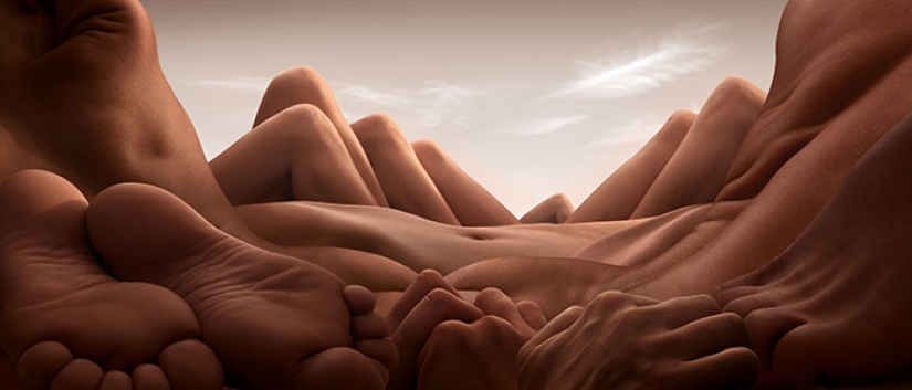El fotógrafo crea paisajes utilizando solo cuerpos humanos y el resultado se ve genial