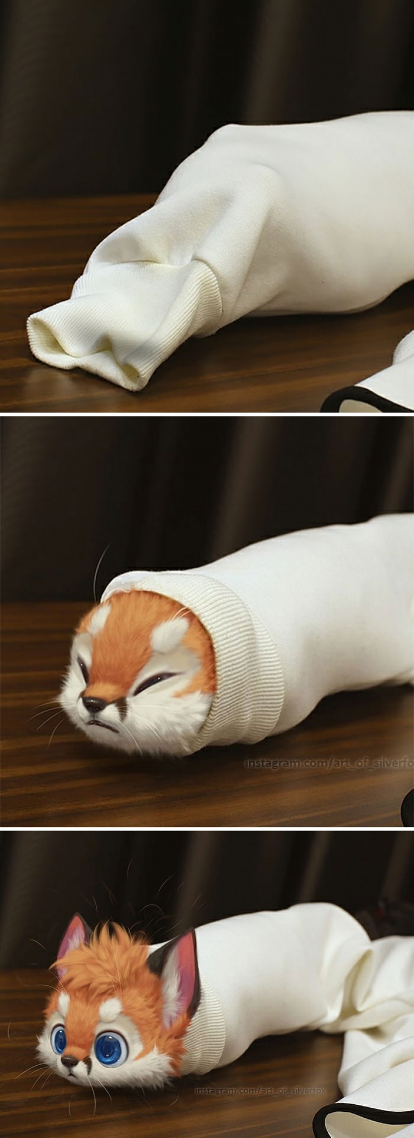 Este artista no tiene mascotas, por lo que pone animales peludos digitales en situaciones de la vida real.