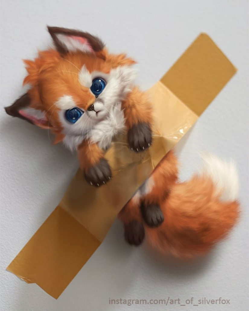 Este artista no tiene mascotas, por lo que pone animales peludos digitales en situaciones de la vida real.