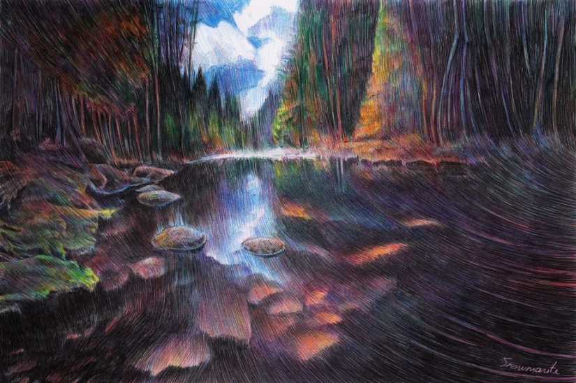 Fascinante bolígrafo dibujos de Marite Desaine