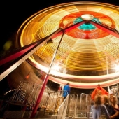 Ferris wheels on long exposure