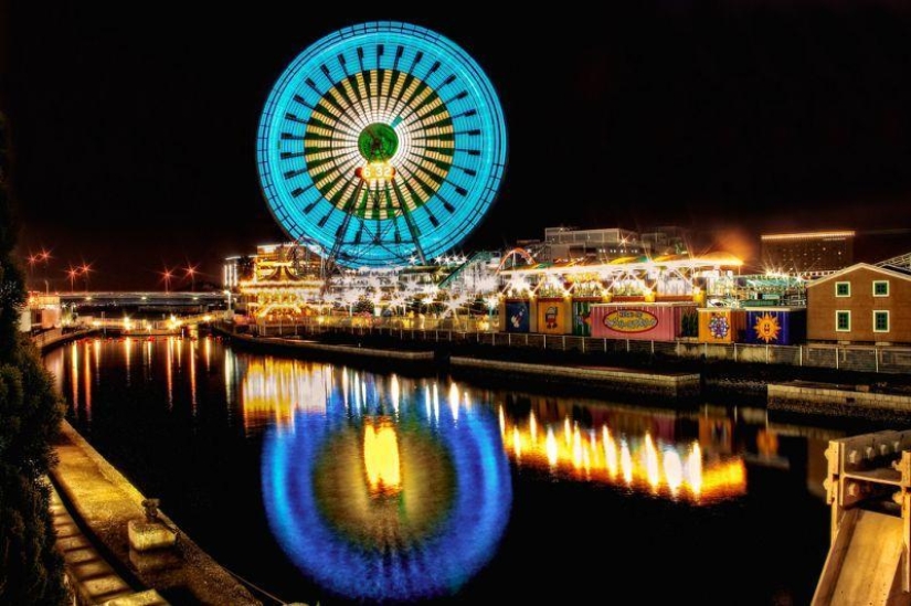 Ferris wheels on long exposure